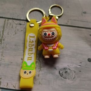 🍭Yellow Labubu Bag Charm/ Keychain w/ Detachable Wristlet 2¼ Figure